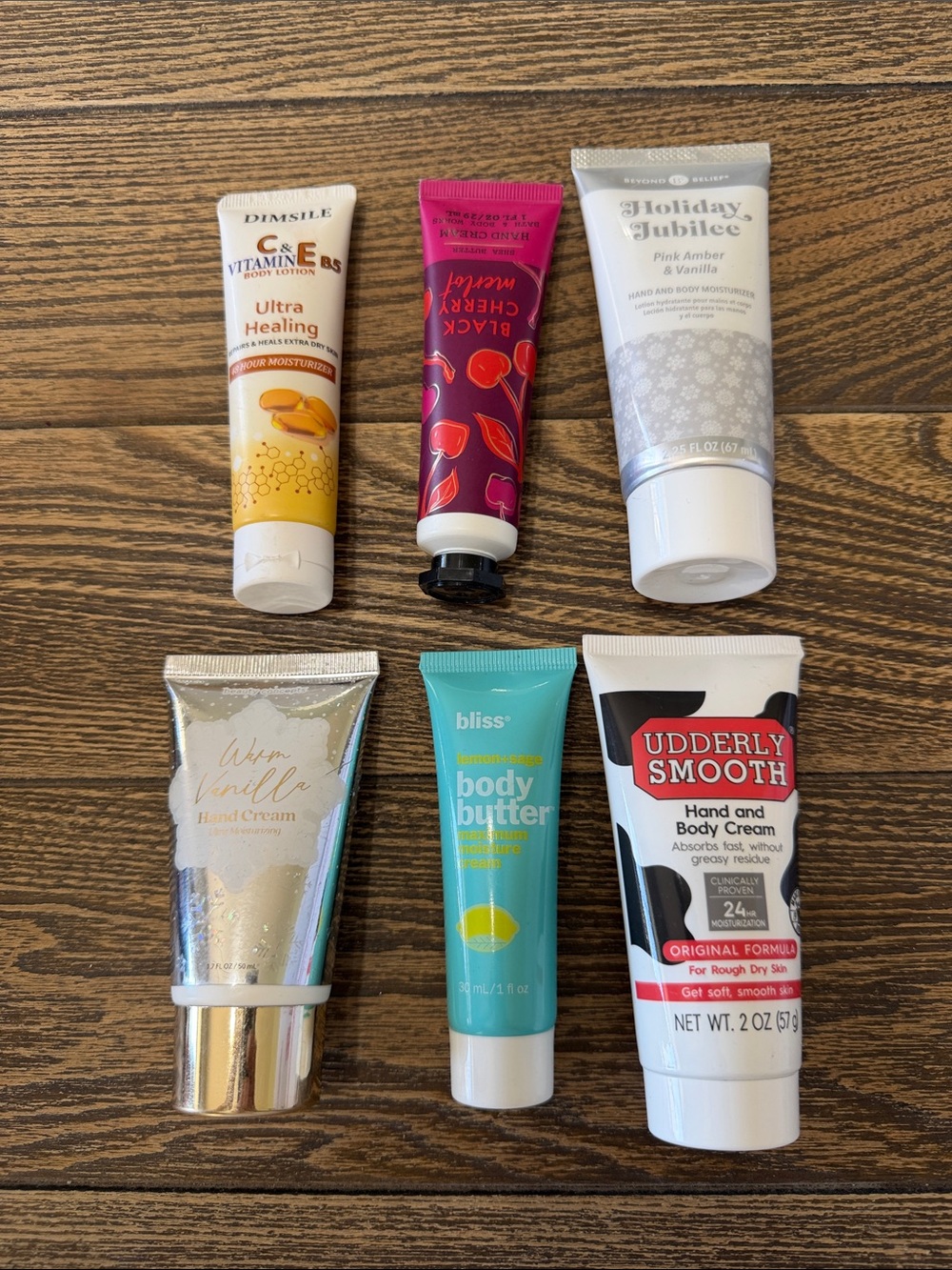 Hand and Body Cream Lot 6 Bottles Travel Size